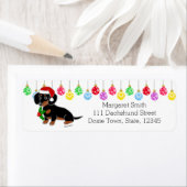 Zwart en roodbruine Dachshund kerstman labels (Insitu)