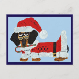 Zwart en roodbruine Dachshund Sinterklaas met een Briefkaart