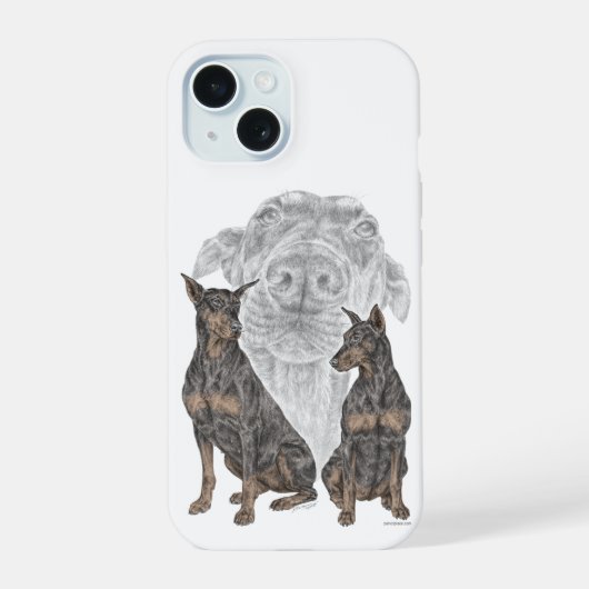 Zwart en roodbruine Dobermann honden iPhone 15 Case (Achterkant)