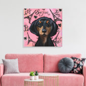 Zwart en roodbruine Doxie Canvas Afdruk (Insitu (Woonkamer))