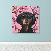 Zwart en roodbruine Doxie Canvas Afdruk (Insitu (Houten vloer))