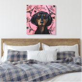 Zwart en roodbruine Doxie Canvas Afdruk (Insitu (Slaapkamer))