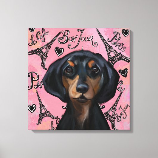 Zwart en roodbruine Doxie Canvas Afdruk (Voorkant)