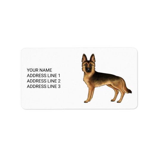Zwart en roodbruine Duitse herder met aangepaste t Etiket (Voorkant)