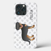 Zwart en roodbruine Rottweiler Cute Cartoon Hond e Case-Mate iPhone Case (Achterkant)