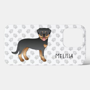 Zwart en roodbruine Rottweiler Cute Cartoon Hond e Case-Mate iPhone Case