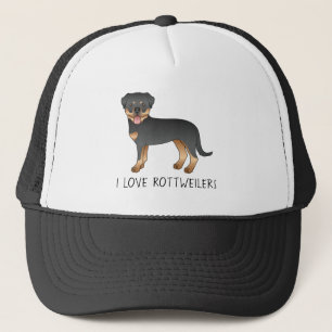 Zwart en roodbruine Rottweiler - Ik hou van Rottwe Trucker Pet