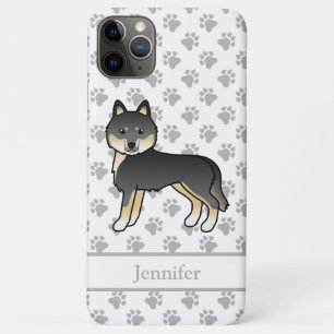 Zwart en roodbruine Siberische Husky Cartoonhond & Case-Mate iPhone Case