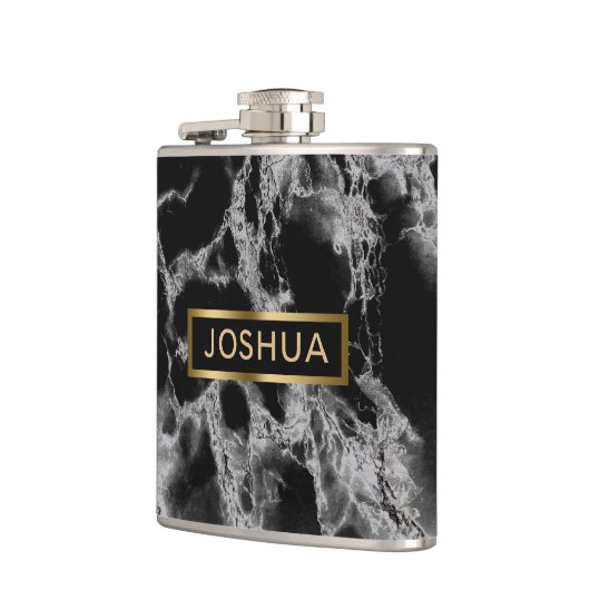 Zwart en rook grijs marmeren steen heupfles (Links)