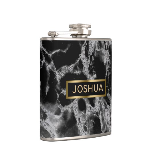 Zwart en rook grijs marmeren steen heupfles (Rechts)