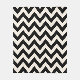 Zwart en roomwitte Chevron, zigzag Herringbone Fleece Deken