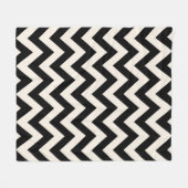 Zwart en roomwitte Chevron, zigzag Herringbone Fleece Deken (Voorkant (Horizontaal))