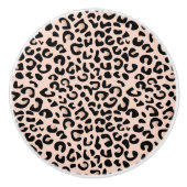 Zwart en Roos Blush Leopard Animal Print Keramische Knop (Voorkant)