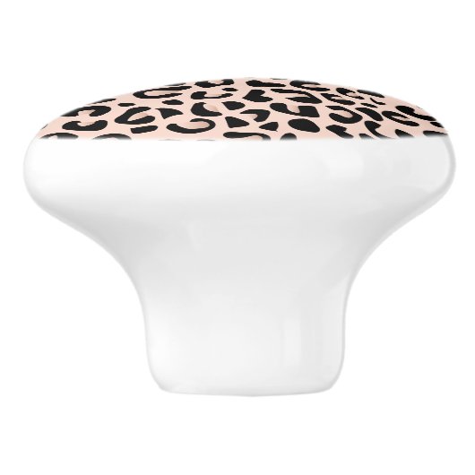 Zwart en Roos Blush Leopard Animal Print Keramische Knop (Zijkant)