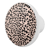 Zwart en Roos Blush Leopard Animal Print Keramische Knop (Rechts)