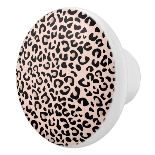 Zwart en Roos Blush Leopard Animal Print Keramische Knop (Rechts)
