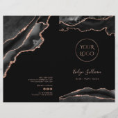 Zwart en roos Gold Agaat Service Menu Brochure (Voorkant)