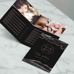 Zwart en roos Gold Agaat Service Menu Brochure