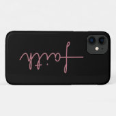 Zwart en Roos Gold Cross Faith Case-Mate iPhone Case (Achterkant (horizontaal))