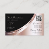 Zwart en Roos Gold Decor met QR-code Luxurous Visitekaartje (Achterkant)
