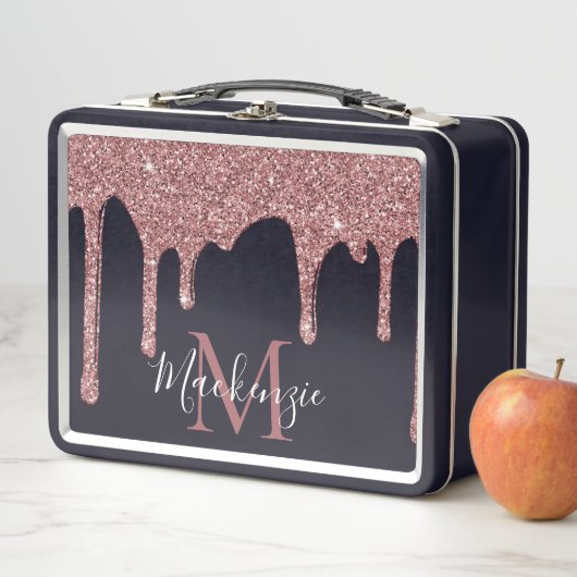 Zwart en Roos Gold Driving Glitter Monogram (In situ)