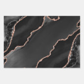 Zwart en Roos Gold Faux Glitter Agate-ontwerp Inpakpapier Vel (Voorkant)