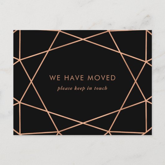 Zwart en Roos Gold geometrische adreswijziging Briefkaart (Voorkant)