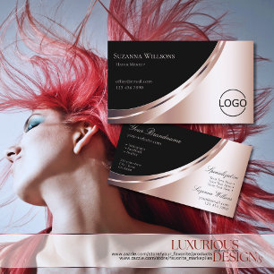 Zwart en Roos Gold Glam Decor met Logo Luxurie Visitekaartje