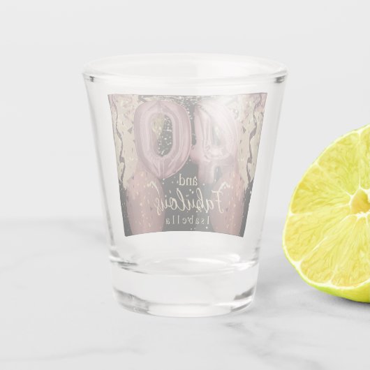 Zwart en Roos Gold Glitter 40ste verjaardag Shot Glas (Achterkant)