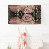 Zwart en Roos Gold Glitter 40ste verjaardag Spandoek (Insitu)
