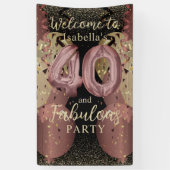 Zwart en Roos Gold Glitter 40ste verjaardag Spandoek (Verticaal)