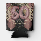 Zwart en Roos Gold Glitter 50ste verjaardag Blikjeskoeler (Voorkant)