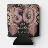 Zwart en Roos Gold Glitter 50ste verjaardag Blikjeskoeler (Achterkant)