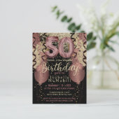 Zwart en Roos Gold Glitter 50ste verjaardag Briefkaart (Staand voorkant)