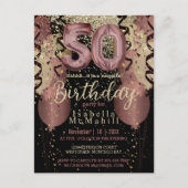 Zwart en Roos Gold Glitter 50ste verjaardag Briefkaart (Voorkant)