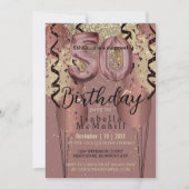 Zwart en Roos Gold Glitter 50ste verjaardag Kaart (Voorkant)