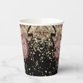 Zwart en Roos Gold Glitter 50ste verjaardag Papieren Bekers (Links)