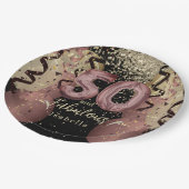 Zwart en Roos Gold Glitter 50ste verjaardag Papieren Bordje (Gekanteld)