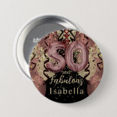 Zwart en Roos Gold Glitter 50ste verjaardag Ronde Button 7,6 Cm (Voorkant /achterkant)