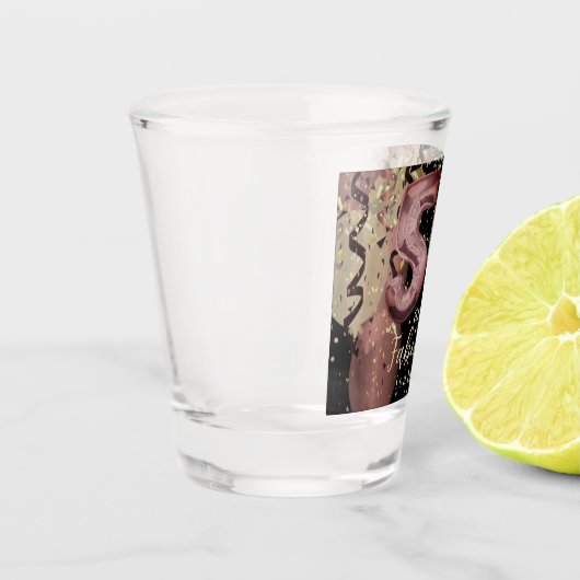 Zwart en Roos Gold Glitter 50ste verjaardag Shot Glas (Links)
