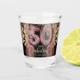 Zwart en Roos Gold Glitter 50ste verjaardag Shot Glas