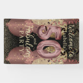 Zwart en Roos Gold Glitter 50ste verjaardag Spandoek (Horizontaal)