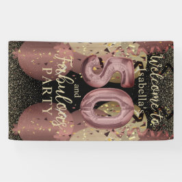 Zwart en Roos Gold Glitter 50ste verjaardag Spandoek