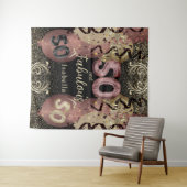 Zwart en Roos Gold Glitter 50ste verjaardag Wandkleed (In Situ (horizontaal))