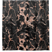 Zwart en Roos Gold Glitter Marble 2 Douchegordijn (Voorkant)