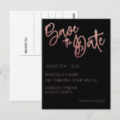 Zwart en Roos Gold Glitter Weddenschap Bespaar de  Briefkaart (Voorkant / Achterkant)