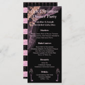 Zwart en Roos Gold Kerstmenu met Snowman Menu (Voorkant / Achterkant)