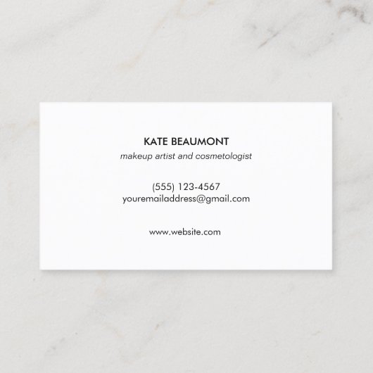 Zwart en Roos Gold Makeup Artist en Hair Salon Visitekaartje (Achterkant)