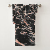 Zwart en Roos Gold Marble 3 Bad Handdoek (Insitu)