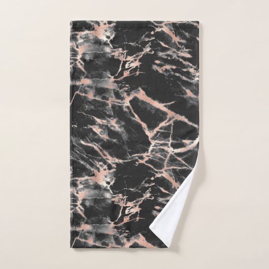 Zwart en Roos Gold Marble 3 Bad Handdoek (Handdoek)